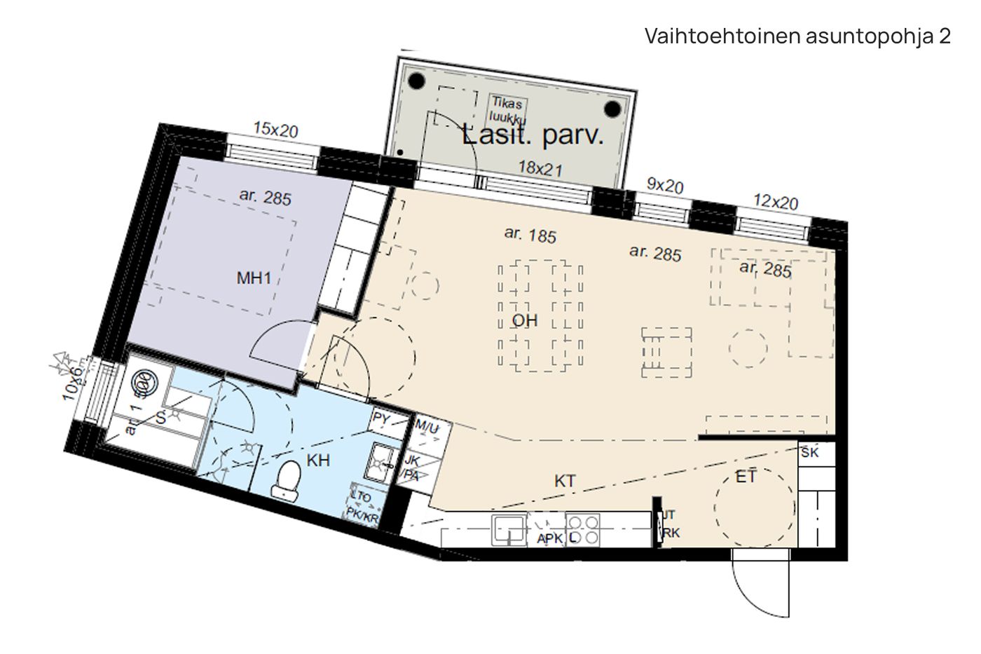 Vaihtoehtoinen pohjakuva 2: (2H+KT+S)