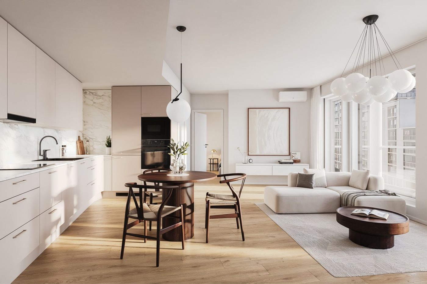 Viitteellinen kuva asunnosta A35 (60m2). Saattaa sisältää lisähintaisia materiaaleja.