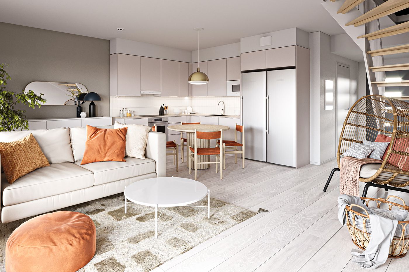 Viitteelinen kuva 87,5 m2 asunnosta.