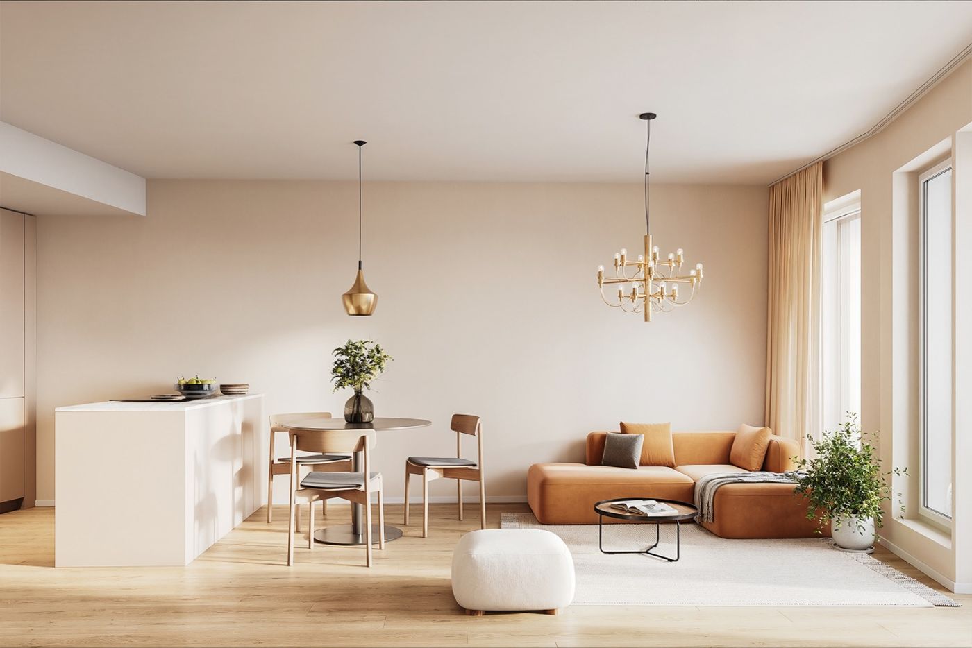 Viitteellinen kuva asunnosta A31 (42m2). Saattaa sisältää lisähintaisia materiaaleja.