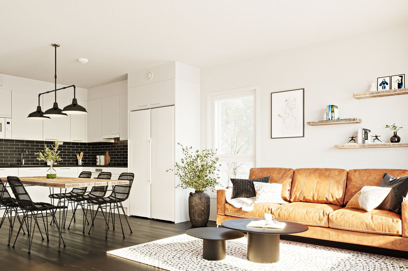 Viitteelinen kuva 78,0 m2 asunnosta.