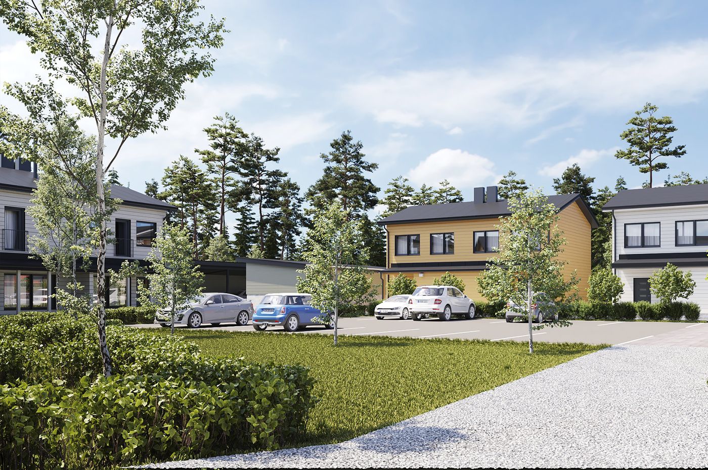 Lapti Ekokodeissa ekologisuus on huomioitu kaikessa rakennusvaiheesta arjen asumiseen. Viitteellinen kuva kohteesta.