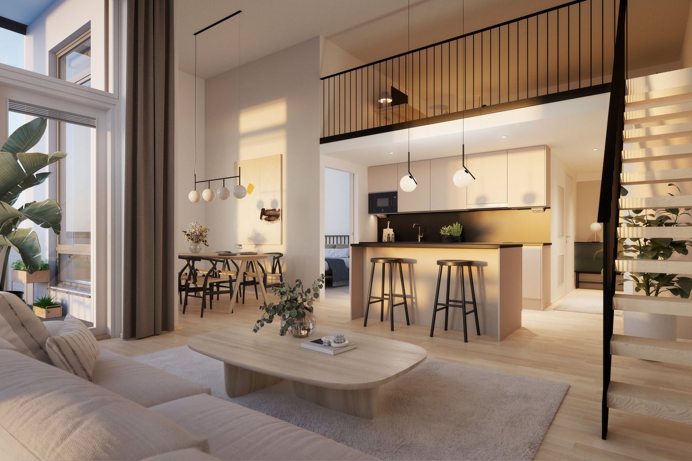 Viitteellinen kuva asunnosta D103 (80m2).Saattaa sisältää lisähintaisia materiaaleja.