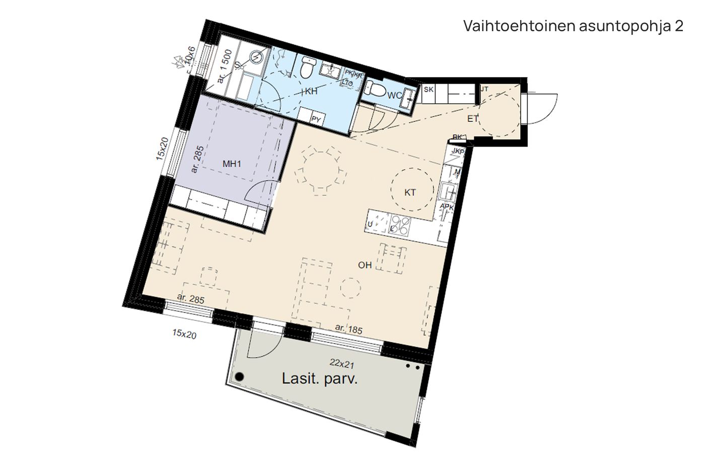 Vaihtoehtoinen pohjakuva 2: (2H+KT+S)